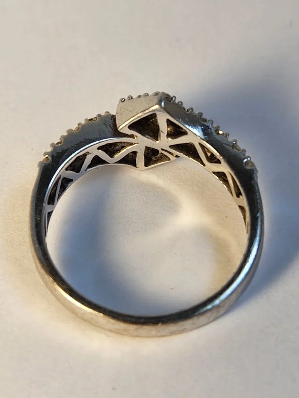 See VID VTG .65ctw Natural Diamonds Crossover Knot 925 Silver Ring Sz 7.25